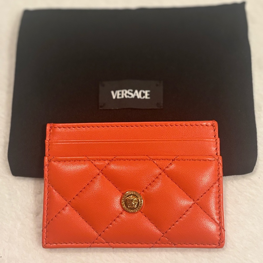 Versace Card Holder NWT authentic coral - Picture 2 of 10